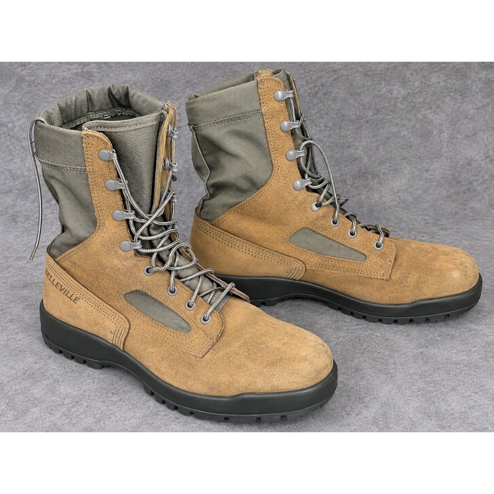 Belleville 600 ST Boots Mens 10.5 R Steel Toe Military Combat Hot Weather Tan US